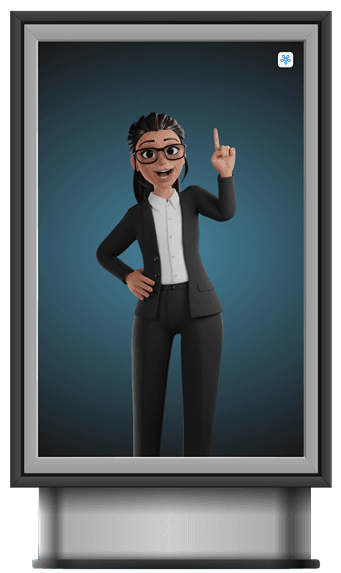 A digital kiosk displaying an Indian Sign Language interpreter